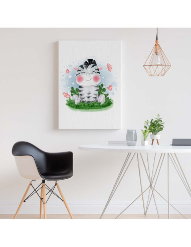 Cuadro Cebrita Infantil Tierna en canvas Lienzografia OSGESTUDIO