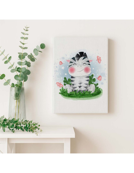 Cuadro Cebrita Infantil Tierna en canvas Lienzografia OSGESTUDIO