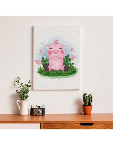 Cuadro Cerdito Infantil Rosado en canvas Lienzografia OSGESTUDIO
