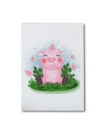 Cuadro Cerdito Infantil Rosado en canvas Lienzografia OSGESTUDIO