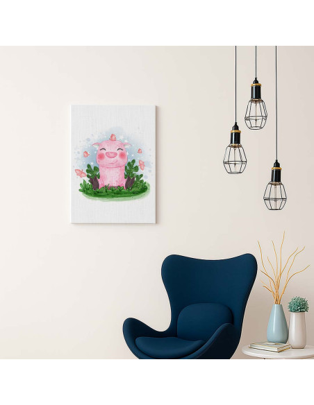 Cuadro Cerdito Infantil Rosado en canvas Lienzografia OSGESTUDIO