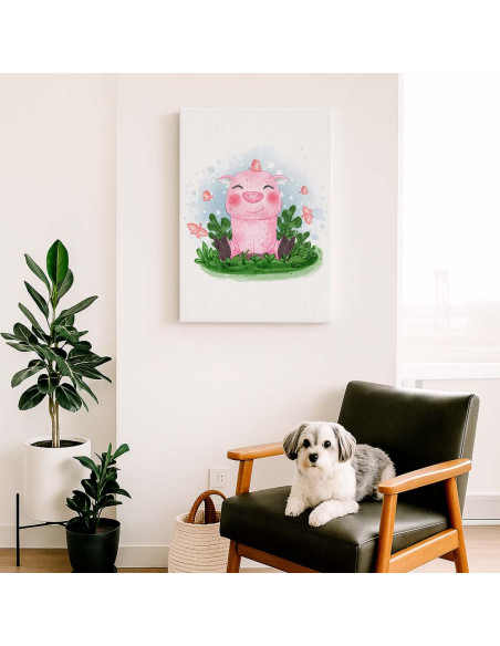 Cuadro Cerdito Infantil Rosado en canvas Lienzografia OSGESTUDIO