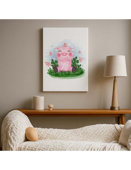 Cuadro Cerdito Infantil Rosado en canvas Lienzografia OSGESTUDIO