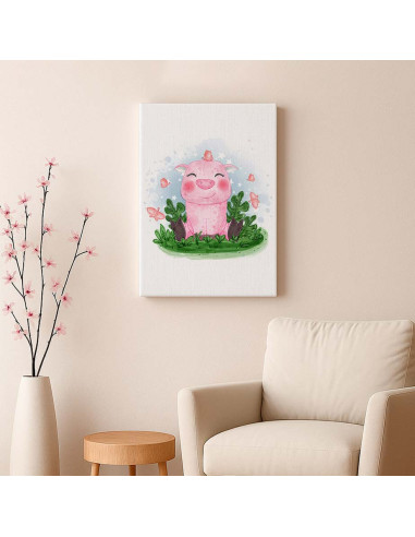Cuadro Cerdito Infantil Rosado en canvas Lienzografia OSGESTUDIO