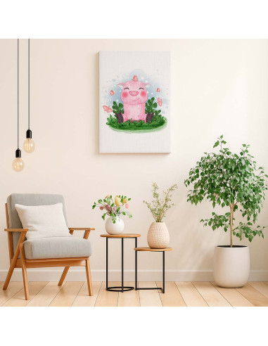 Cuadro Cerdito Infantil Rosado en canvas Lienzografia OSGESTUDIO