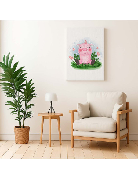 Cuadro Cerdito Infantil Rosado en canvas Lienzografia OSGESTUDIO