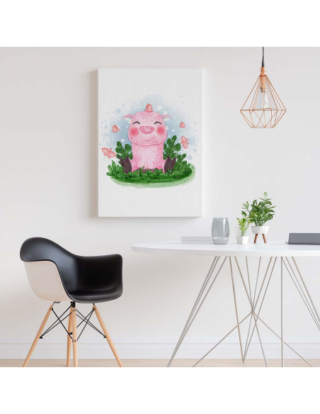 Cuadro Cerdito Infantil Rosado en canvas Lienzografia OSGESTUDIO