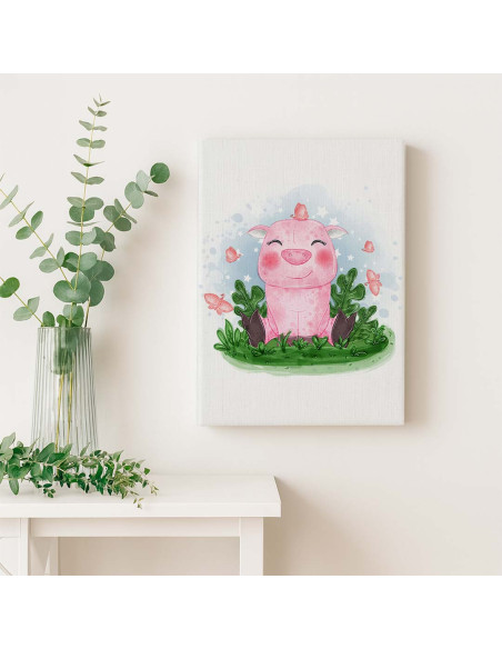 Cuadro Cerdito Infantil Rosado en canvas Lienzografia OSGESTUDIO