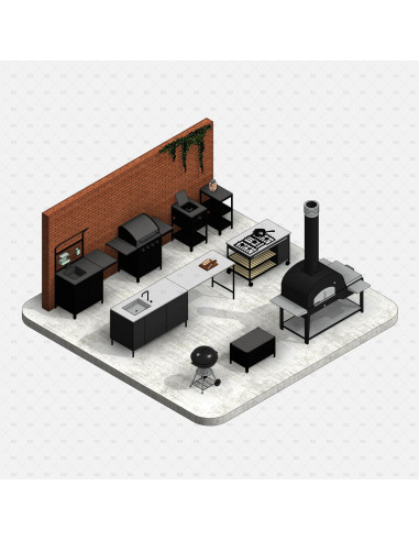 Outdoor Kitchen | 12 Familias 3D para Revit RFA OSGESTUDIO