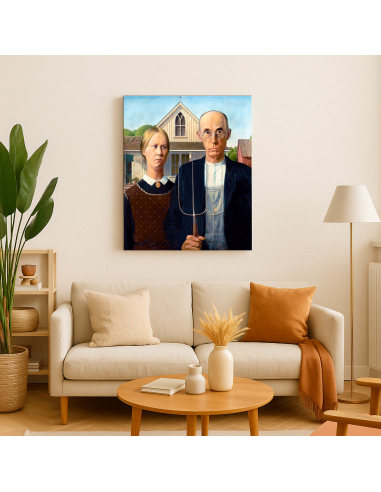 American Gothic by Grant Wood 50x60 cm Cuadro Lienzo Canvas