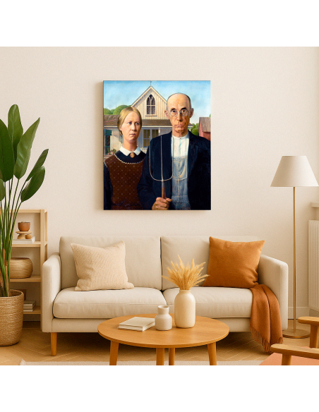 American Gothic by Grant Wood 50x60 cm Cuadro Lienzo Canvas