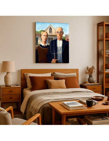 American Gothic by Grant Wood 50x60 cm Cuadro Lienzo Canvas