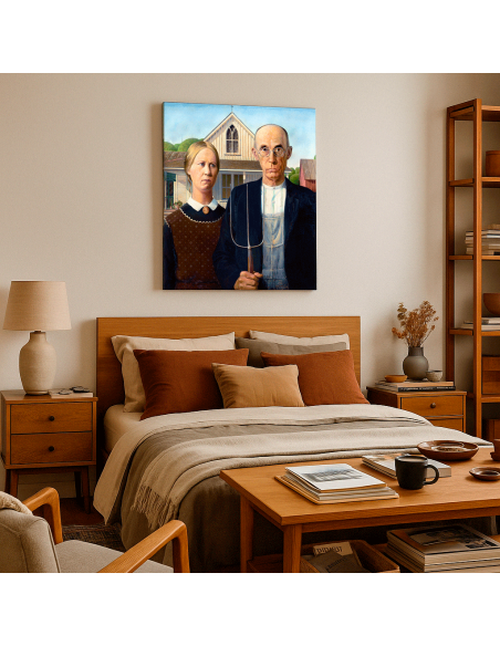 American Gothic by Grant Wood 50x60 cm Cuadro Lienzo Canvas