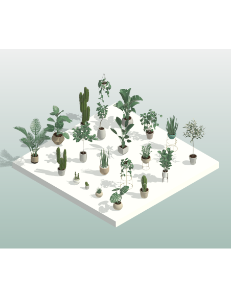 3D Potted Plants | 20+ Revit Families | OSGESTUDIO