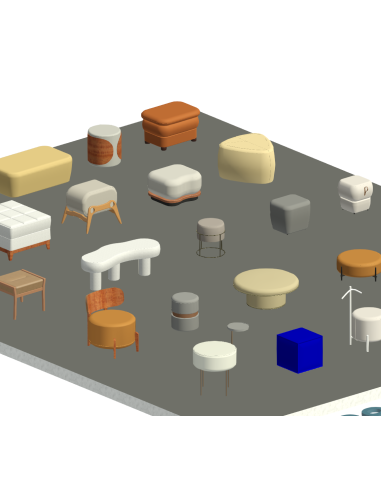 Poufs & Ottomans | 25+ Revit Families | OSGESTUDIO