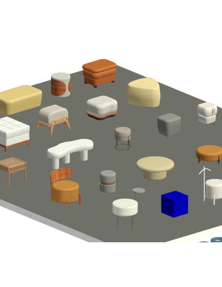 Poufs & Ottomans | 25+ Revit Families | OSGESTUDIO