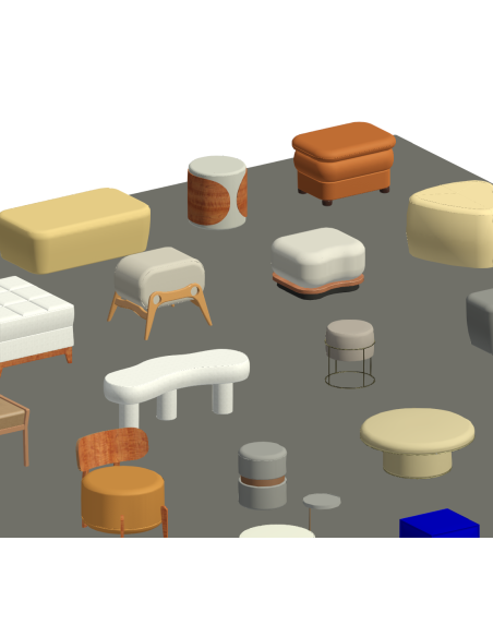 Poufs & Ottomans | 25+ Revit Families | OSGESTUDIO