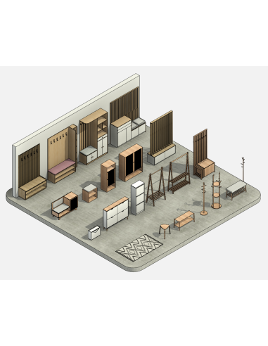 Entryway & Hall Furniture | 25+ Revit Families | OSGESTUDIO