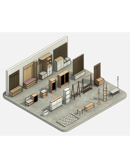 Entryway & Hall Furniture | 25+ Revit Families | OSGESTUDIO
