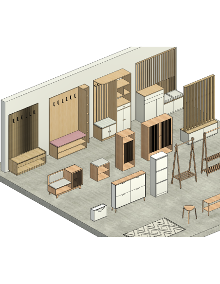 Entryway & Hall Furniture | 25+ Revit Families | OSGESTUDIO