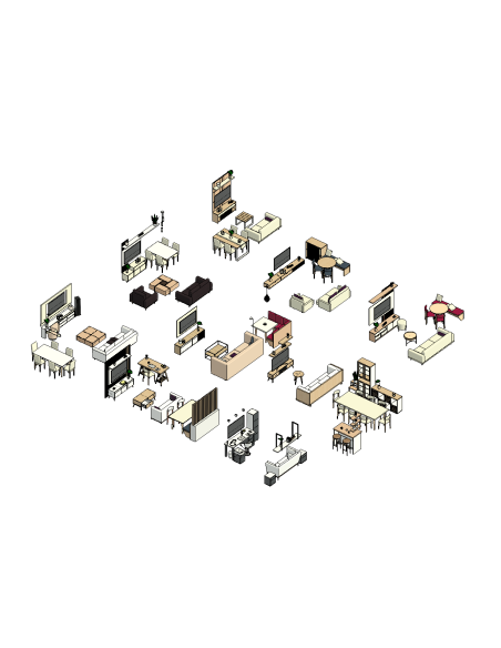 Living & Dining Sets | 15+ Revit Families | OSGESTUDIO