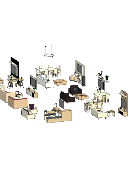 Living & Dining Sets | 15+ Revit Families | OSGESTUDIO