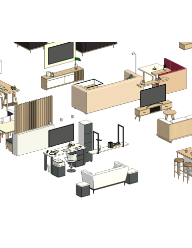 Living & Dining Sets | 15+ Revit Families | OSGESTUDIO