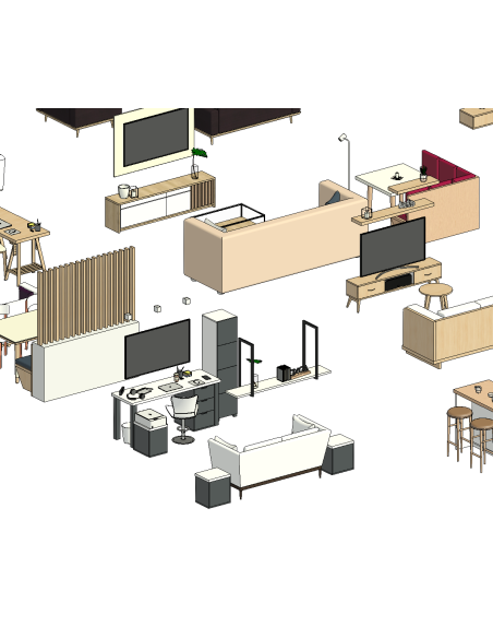 Living & Dining Sets | 15+ Revit Families | OSGESTUDIO