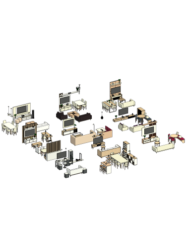 Living & Dining Sets | 15+ Revit Families | OSGESTUDIO