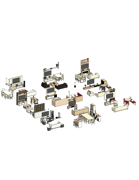 Living & Dining Sets | 15+ Revit Families | OSGESTUDIO