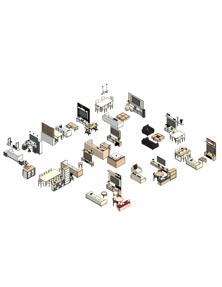Living & Dining Sets | 15+ Revit Families | OSGESTUDIO