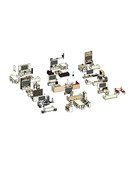 Living & Dining Sets | 15+ Revit Families | OSGESTUDIO