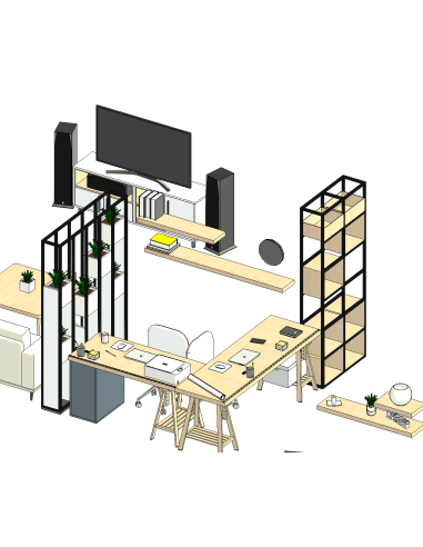 Home Office & Living Room | Revit Families | OSGESTUDIO