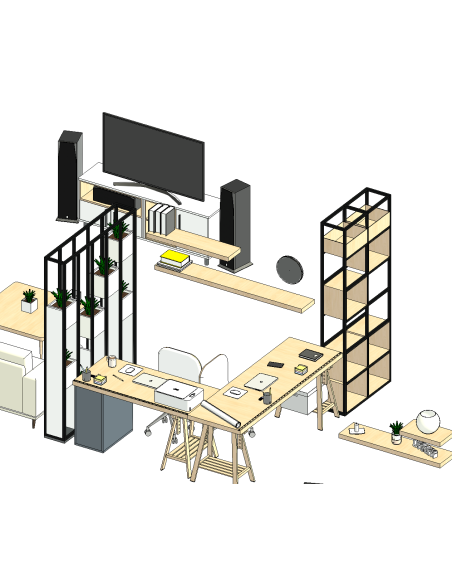 Home Office & Living Room | Revit Families | OSGESTUDIO