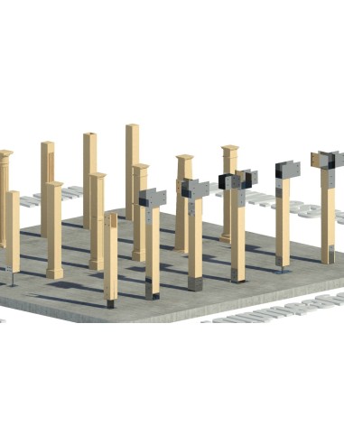 Pack de Columnas de Madera con Conectores Metálicos para Revit | Model