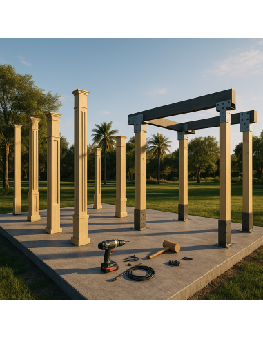 Pack de Columnas de Madera con Conectores Metálicos para Revit | Model