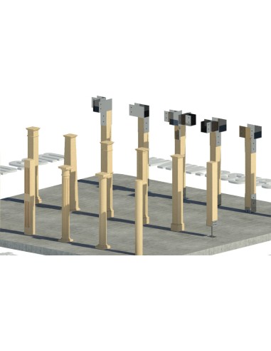 Pack de Columnas de Madera con Conectores Metálicos para Revit | Model