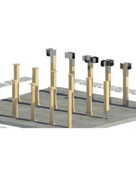 Pack de Columnas de Madera con Conectores Metálicos para Revit | Model